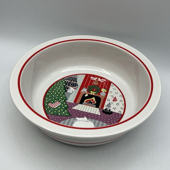 Vtg Noritake Epoch Twas the Night Before Christmas Vegetable Serving Bowl 9" Cat - Picture 3 of 6